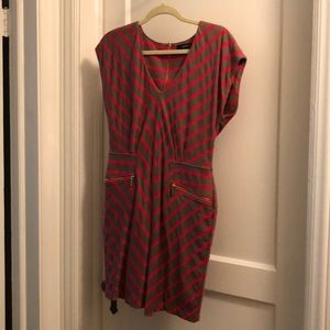 Gray and hot pink striped dress